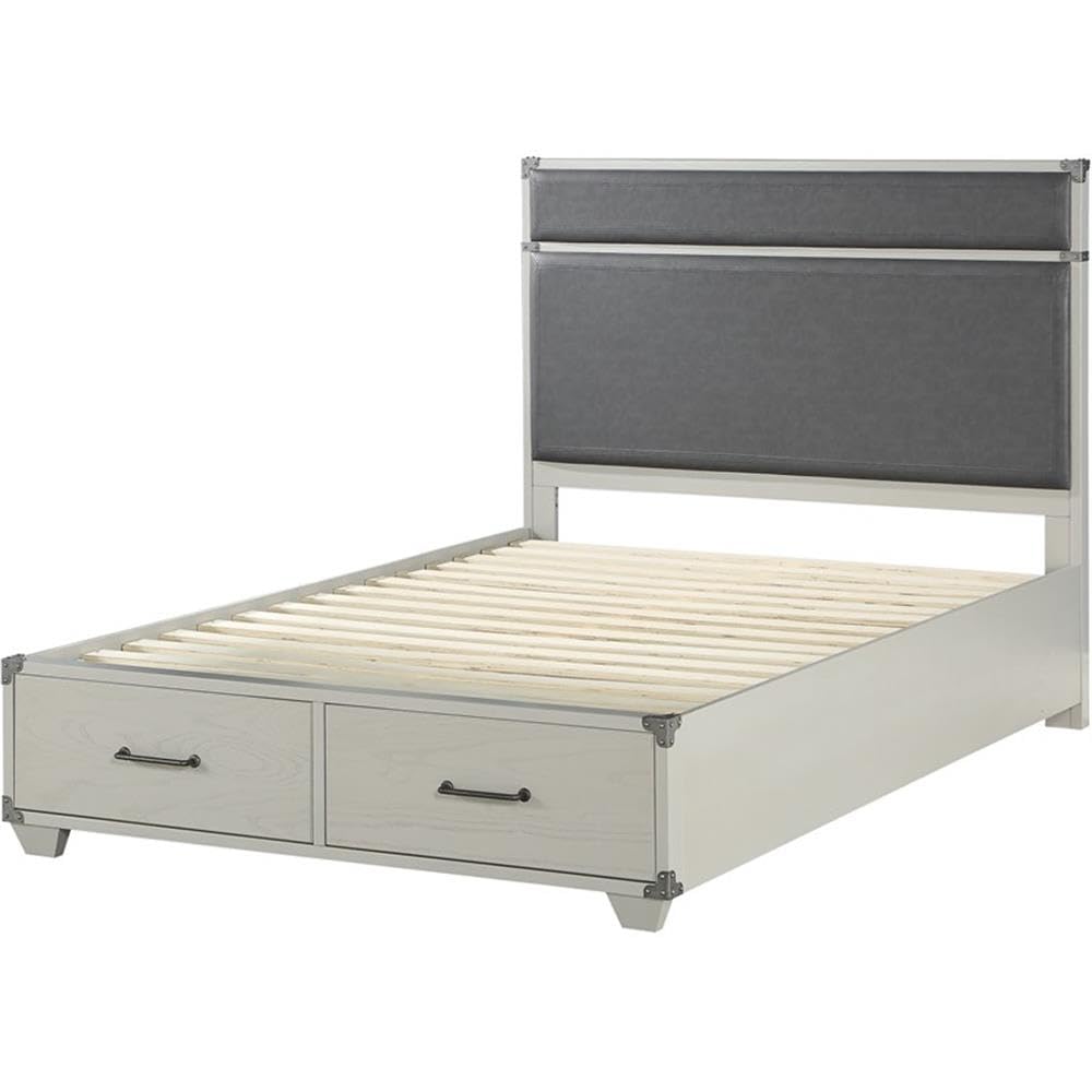 Acme Orchest Upholstered Full Panel Storage Bed with Wooden Frame in Gray